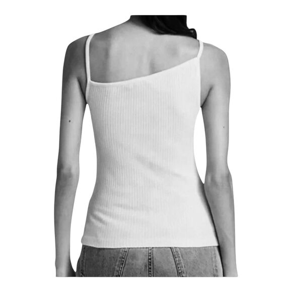 Agolde Top WMNS M Off White Priya Ribbed‎ Sleeveless Tank Stretch Organic - Picture 9 of 11